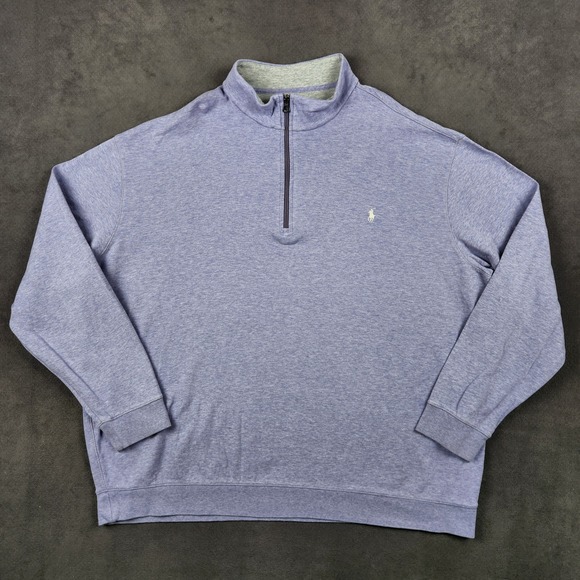 Polo Ralph Lauren Quarter Zip Pullover Sweater Mens 3XLT Periwinkle Cotton Blend - Picture 1 of 10